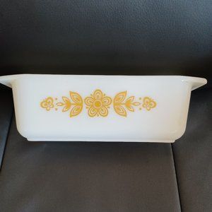 Vintage Gold Flowers Pyrex Loaf Pan